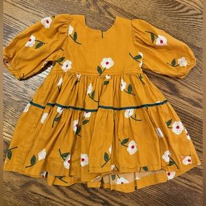 Pink Chicken Mustard Floral Kids Dress — 2T